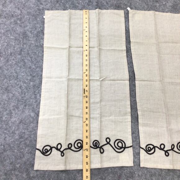 Koko Company Linen Guest‎ Towels Set of 2 Black Embroidered 16x30 Hand Wash - Picture 5 of 11